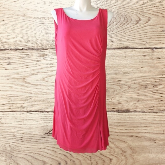 Vicky Tiel Coral Dress Ruched Detail Front Split Plus Sz 1X Special Event Dress - Picture 1 of 9